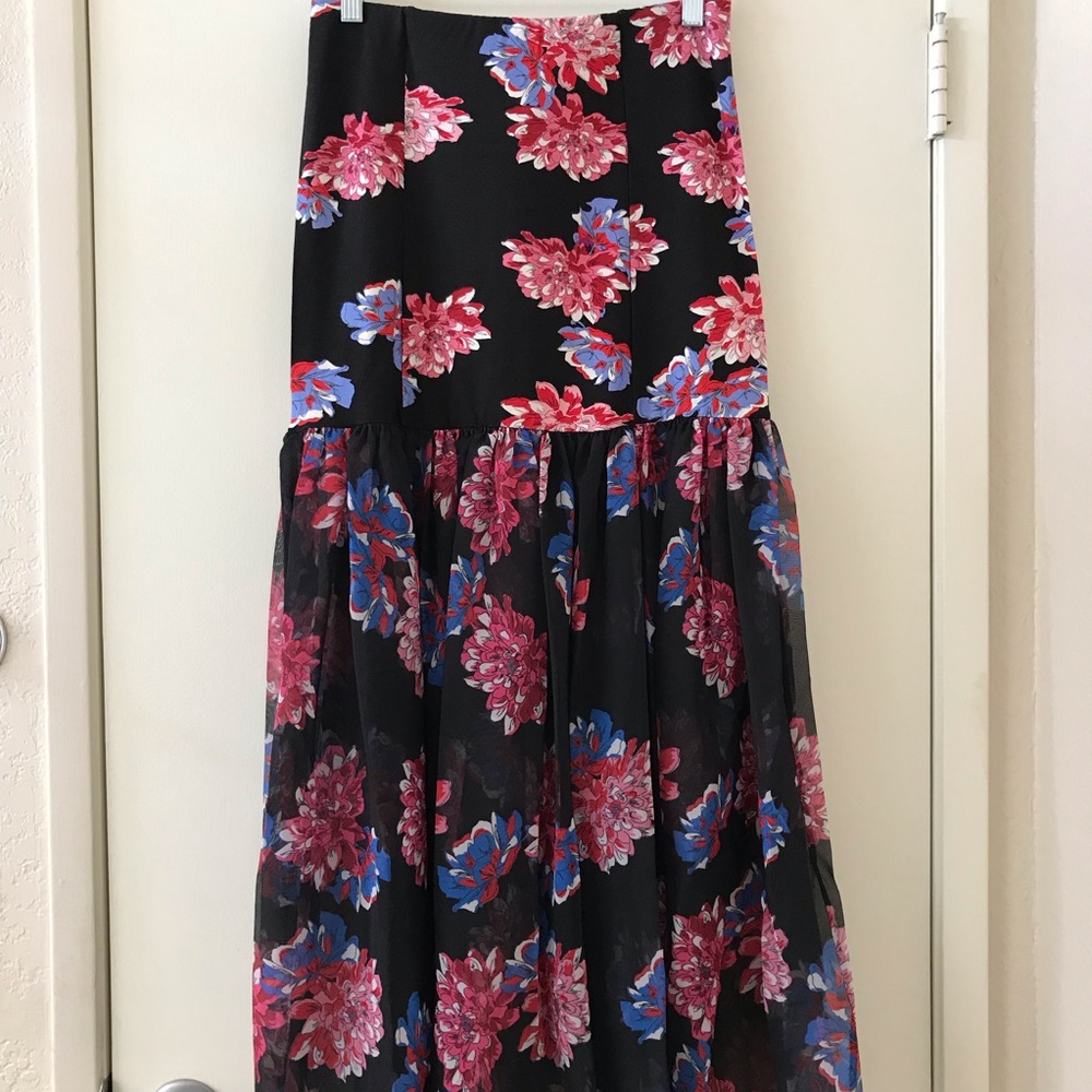 Free People Sheer Ankle Floral Maxi Skirt NWT Sz L - Picture 4 of 7
